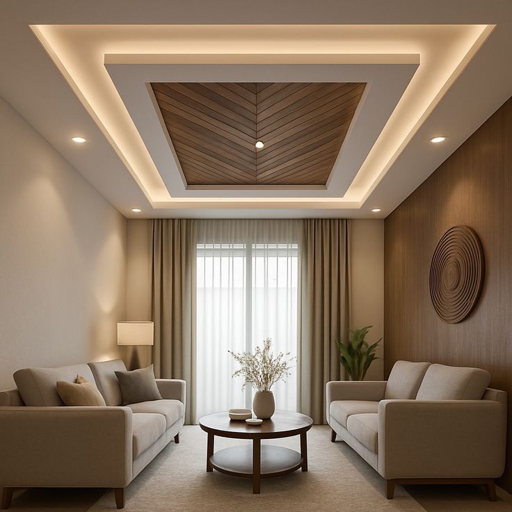 Modern False Ceiling with Indirect Warm 3000K LED Cove Glow #1